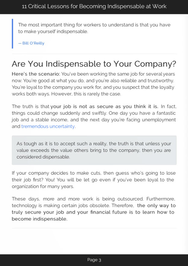 Becoming Indispensable at Work eBook Introduction